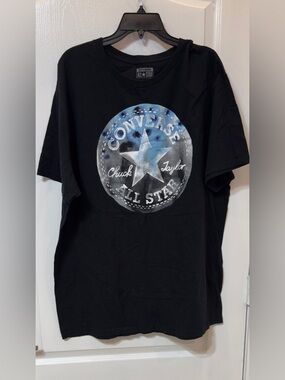 Converse Black Short Sleeve Tee with Blue and White All Star Logo XXL New